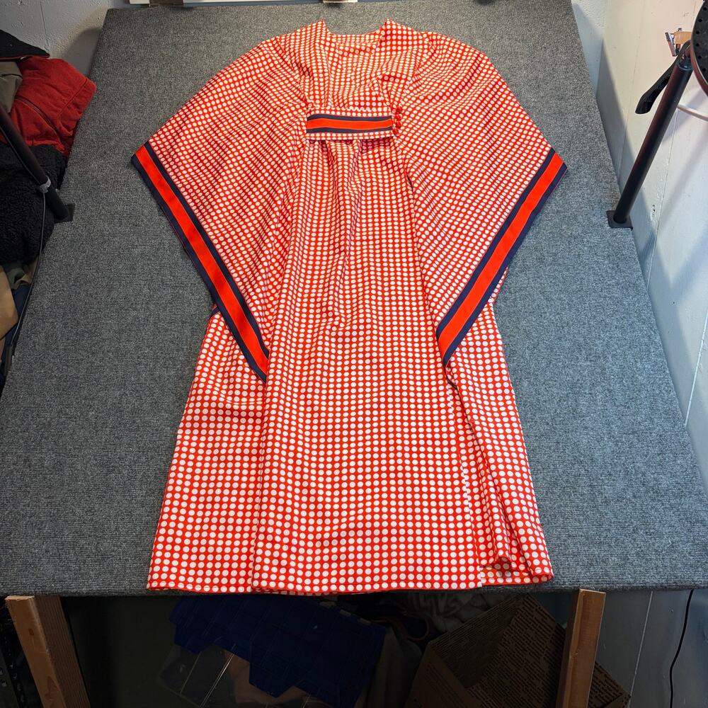 Vintage Red White Polka Dot Kaftan Poncho Loungewear Dress Coquette Retro